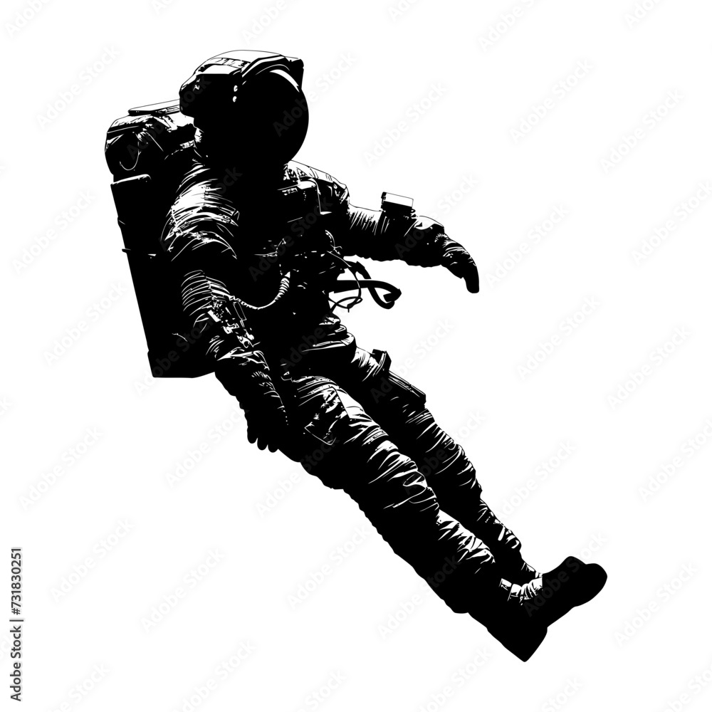 Wall mural silhouette astronaut floating in space black color only full body