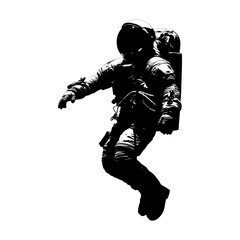 Fototapeta na wymiar Silhouette astronaut floating in space black color only full body
