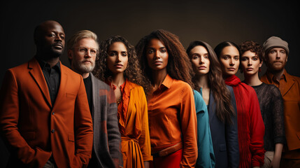 Group of Different Ethnic People Standing Together. Generative AI.