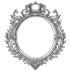 circle shape shield element with old engraving style