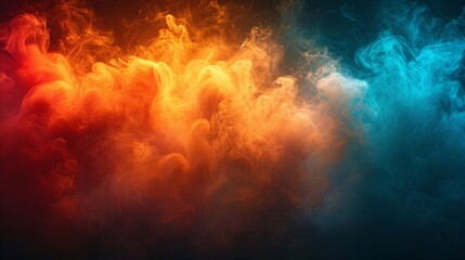 Colorful abstract smoke on dark background with ink-like patterns in shades of red, green, and brown.