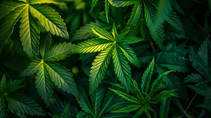Fototapeta na wymiar Hanfblatt, Hanfpflanze in der Natur. Legalisierung von Cannabis. 