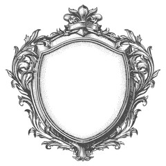 circle shape shield element with old engraving style