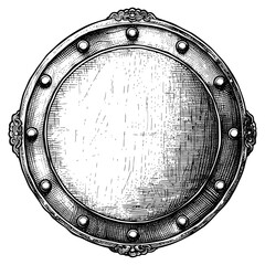 Naklejka premium circle shape shield element with old engraving style