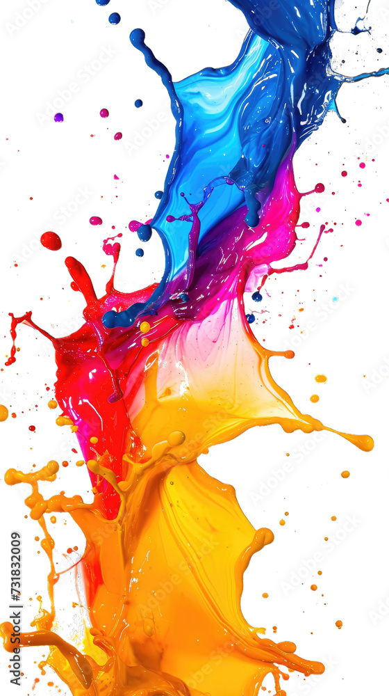 Wall mural colorful paint splashes in rainbow colors for backgrounds, patterns, banners. with transpatent backg