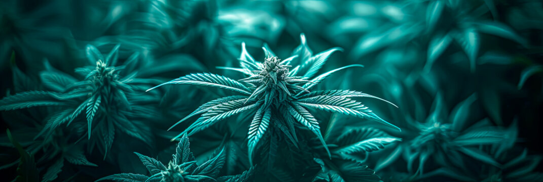 Hanfblatt, Hanfpflanze in der Natur. Legalisierung von Cannabis. 
