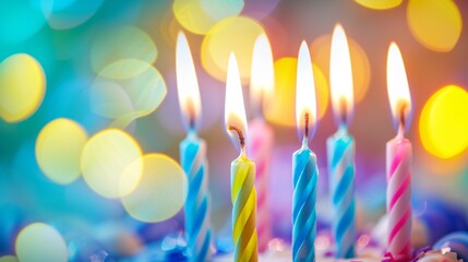 Commemorating birthday with festive candles.