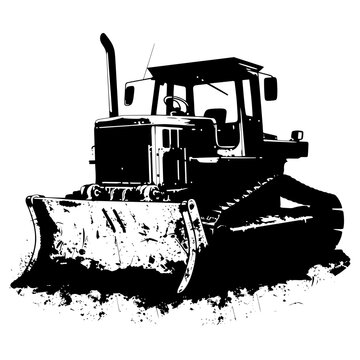 recommend clip art: Silhouette Bulldozer construction heavy machine equipment black color only