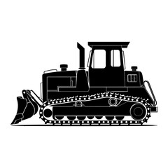 Silhouette Bulldozer construction heavy machine equipment black color only