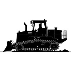 Silhouette Bulldozer construction heavy machine equipment black color only