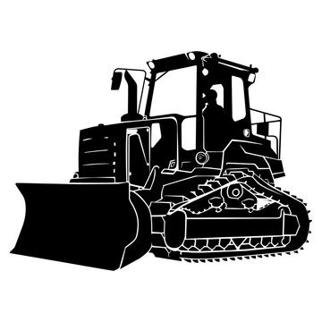recommend clip art: Silhouette Bulldozer construction heavy machine equipment black color only