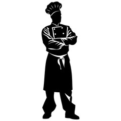 Silhouette chef black color only full body