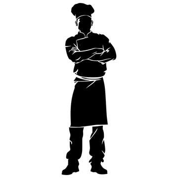 recommend clip art: Silhouette chef black color only full body