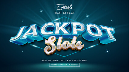 Jackpot slots editable text effect Premium Vector
