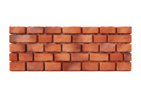 Piece of brick wall isolated on transparent or white background.