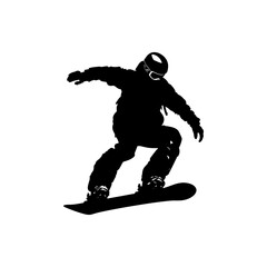 Obraz premium Silhouette snowboard jumps in the air black color only