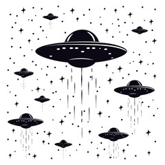 Silhouette space invaders by UFO black color only