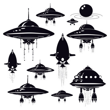 Silhouette space invaders by UFO black color only