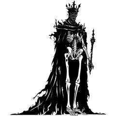 Silhouette undead king in mmorpg game black color only