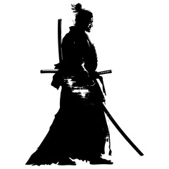 Silhouette Japanese Shogun Warrior black color only