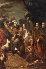  FERRARA, ITALY - NOVEMBER 9, 2021: The painting Moses strikes water from the stone in the church Chiesa di San Francesco by Johannes van Beyghem (1630). © Renáta Sedmáková