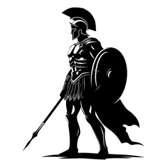 Silhouette Ancient Greek Warrior black color only