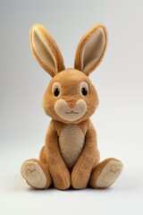 Obraz premium Brown rabbit, plush rabbit, children's toy, on a white background.
