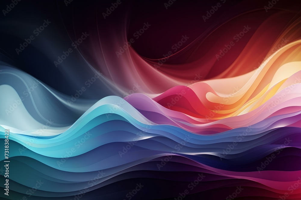 Poster colorful abstract background wave lines in motion, created by ai generated