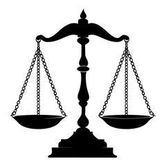 Silhouette scales of justice black color only