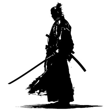 Silhouette Japanese Shogun Warrior black color only