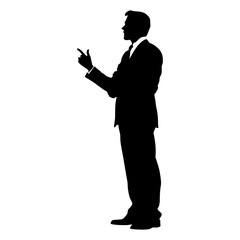 Obraz premium Silhouette Business Man Making Presentation black color only