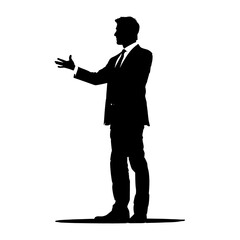 Silhouette Business Man Making Presentation black color only