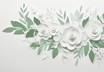 紙の花の背景フレーム　ウエディングブーケ　ペーパーアート素材