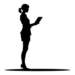 Silhouette Business Woman Making Presentation black color only