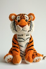 Striped tiger, a cute stuffed toy for children.