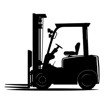 recommend clip art: Silhouette forklift industrial equipment black color only full