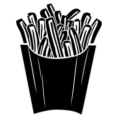 Silhouette French fries food black color only