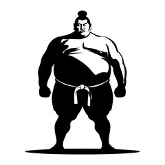 Fototapeta premium Silhouette Japanese sumo athlete black color only