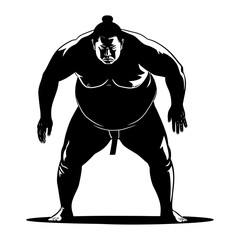 Fototapeta premium Silhouette Japanese sumo athlete black color only
