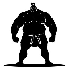 Fototapeta premium Silhouette Japanese sumo athlete black color only