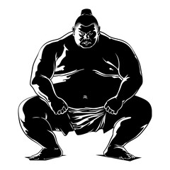 Fototapeta premium Silhouette Japanese sumo athlete black color only