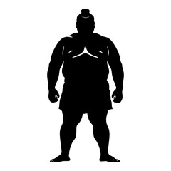 Silhouette Japanese sumo athlete black color only