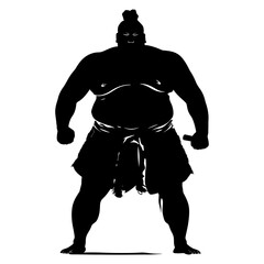 Fototapeta na wymiar Silhouette Japanese sumo athlete black color only
