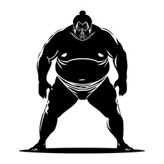 Silhouette Japanese sumo athlete black color only