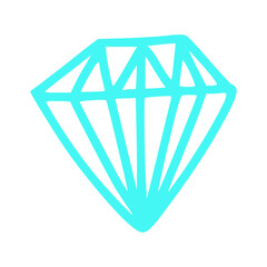 Doodle Blue Diamond Line Icon