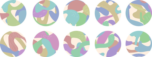 Circular Colorful Design - Sticker Set - Circle Background - Fun Shape - Soft Colours
