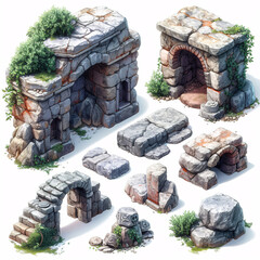 Fantasy Stonemason  Games Assets Building and Environment Sprite Sheet