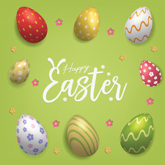 3d Easter eggs background, greeting present for Easter day Vector Illustration design