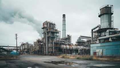 Obraz premium Smoke Billowing From Industrial Factory