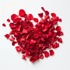 Heart Shaped Red Rose Petals Arrangement. Generative ai